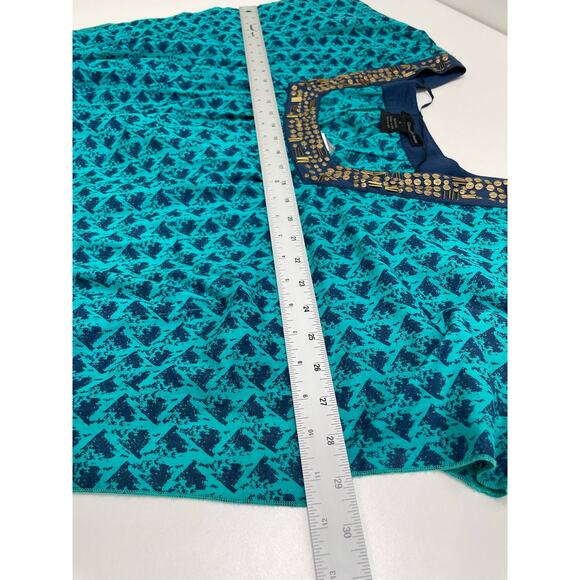 New Calvin Klein Flutter Kaftan Short Sleeve Blouse Geo Loose Embellished Bold M - Picture 9 of 10